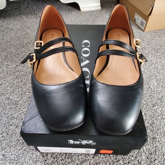COACH Whitley Leather Mary Jane Flats Size 8M Black - Picture 4 of 4